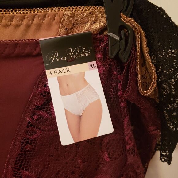 Women’s Prima Valentina Intimates Set of 3 Multicolor Lace Brief Panties XL NWT - Picture 3 of 8